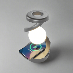 3D LED RGB Floating Moon Lamp with Wireless Charger - Floating & Spinning Table Lamp