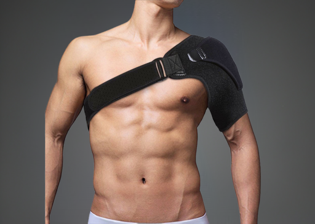 Adjustable Shoulder Brace Support Strap | Comfortable Shoulder Care Bandage Wrap in Black